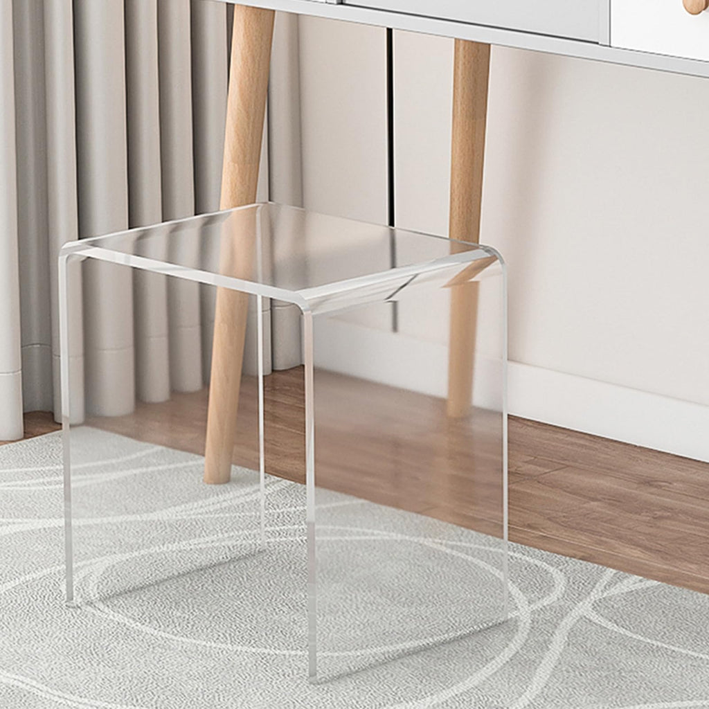 Clear Acrylic U Shaped End Table, Transparent Perspex Plastic Shower Stool, Stylish Modern Coffee Table with Rounded Edges - image 1