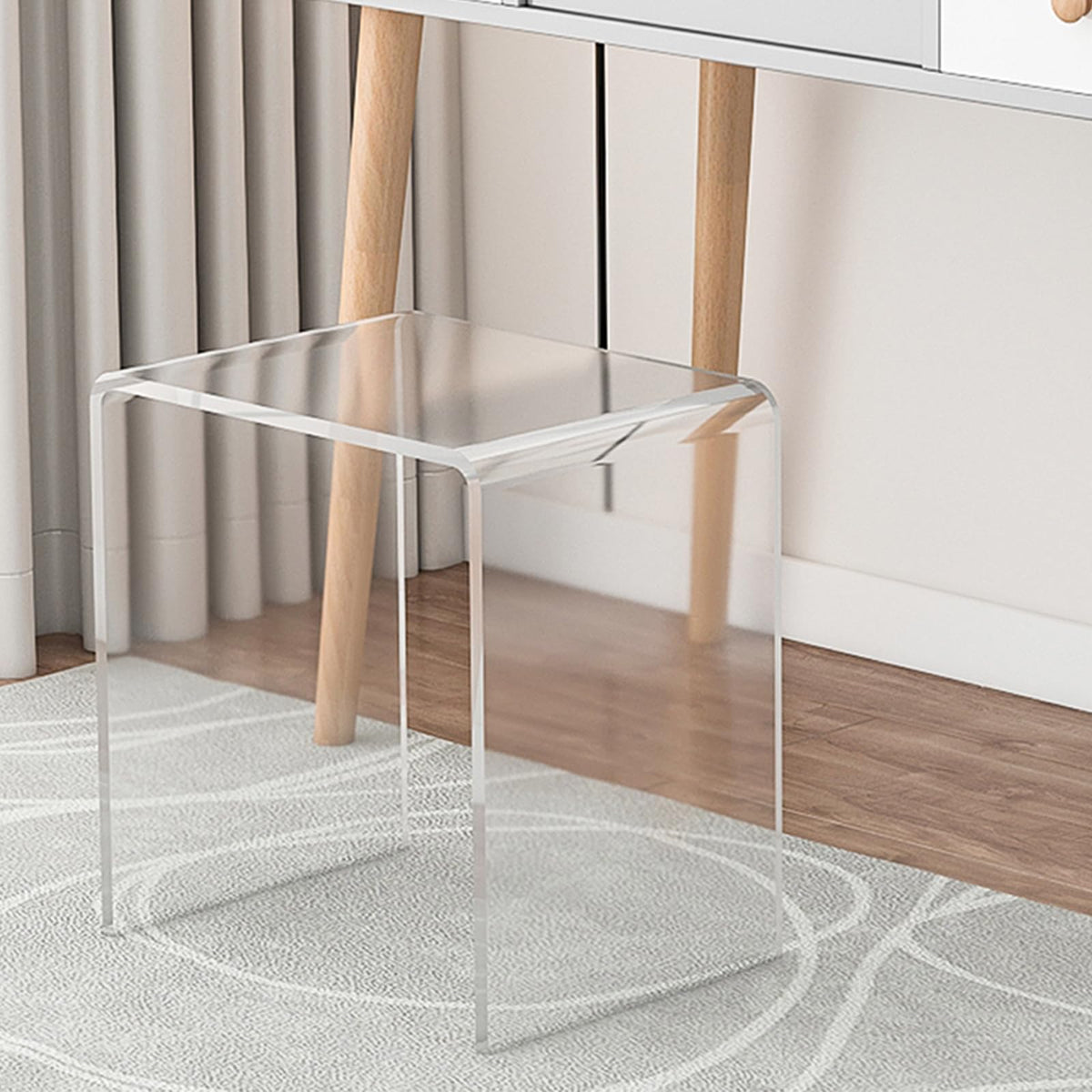 Clear Acrylic U Shaped End Table, Transparent Perspex Plastic Shower Stool, Stylish Modern Coffee Table with Rounded Edges - image 1