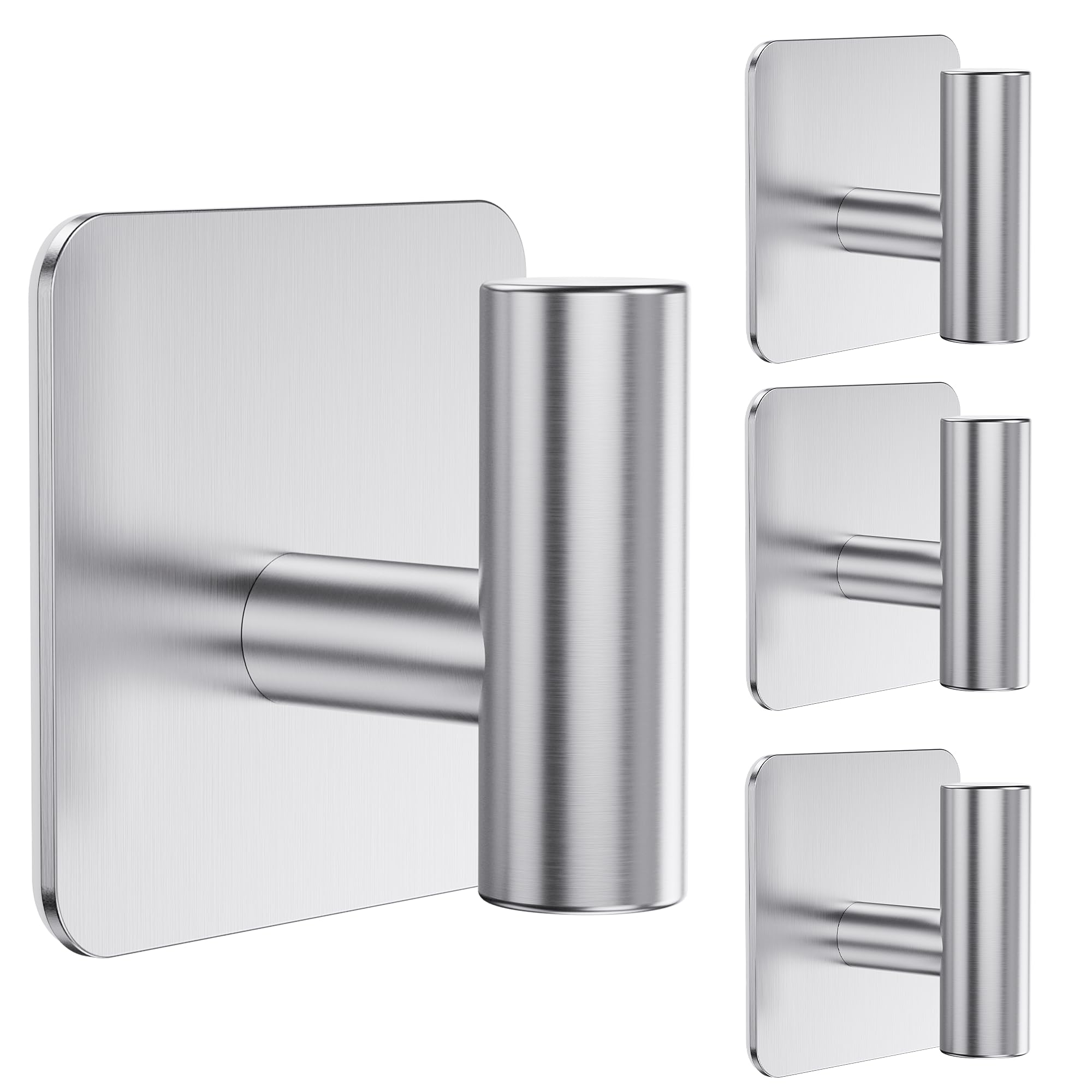 Aikzik Heavy Duty Adhesive Hooks | Stainless Steel Wall Hooks - 4 Pack