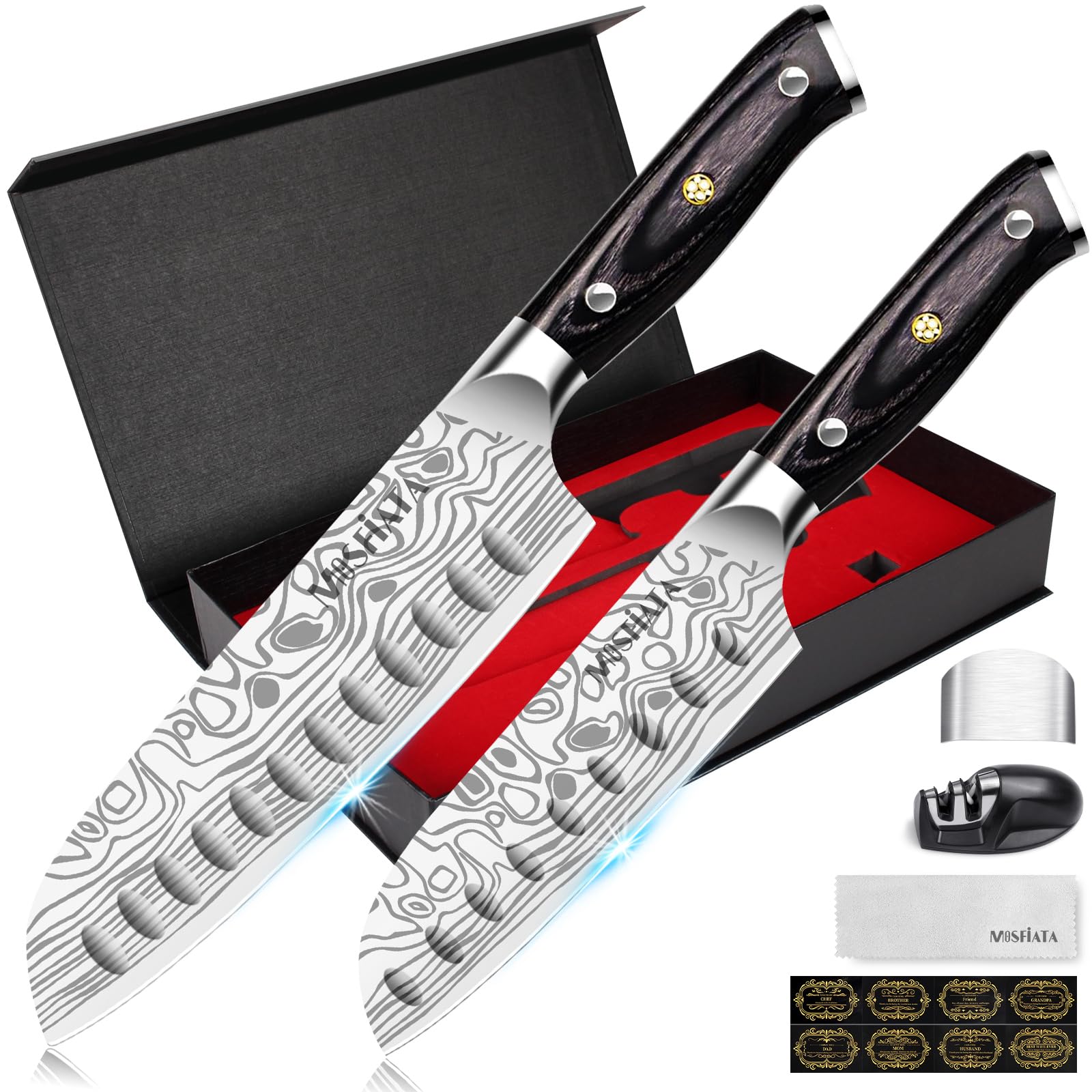 MOSFiATA 2-Piece Santoku Knife Set | High Carbon German Stainless Steel