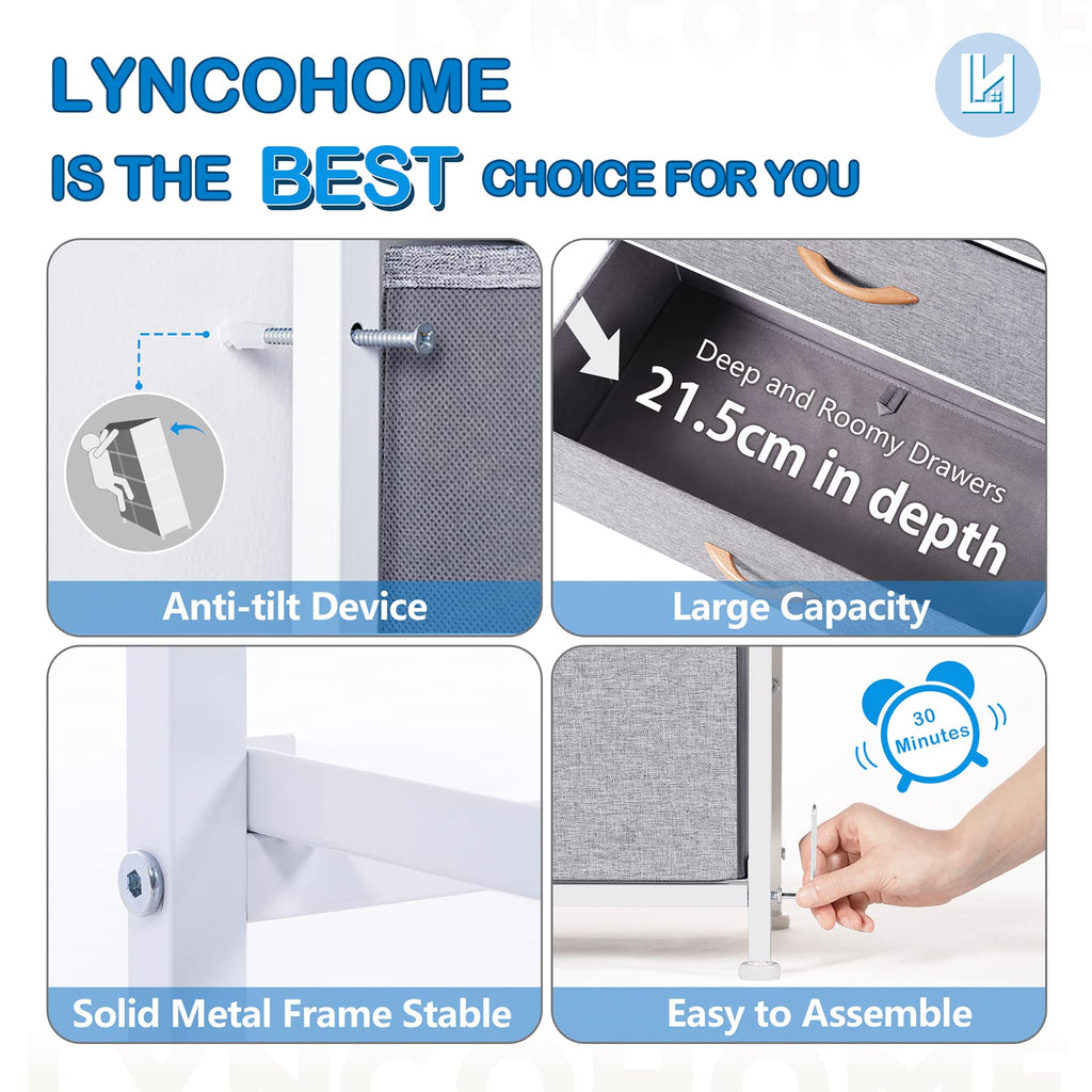 LYNCOHOME 9 Drawer Fabric Dresser – Large Storage Chest for Bedroom