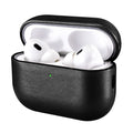 ICARER Genuine Leather Case for AirPods Pro 3 (2025) – Shockproof Black
