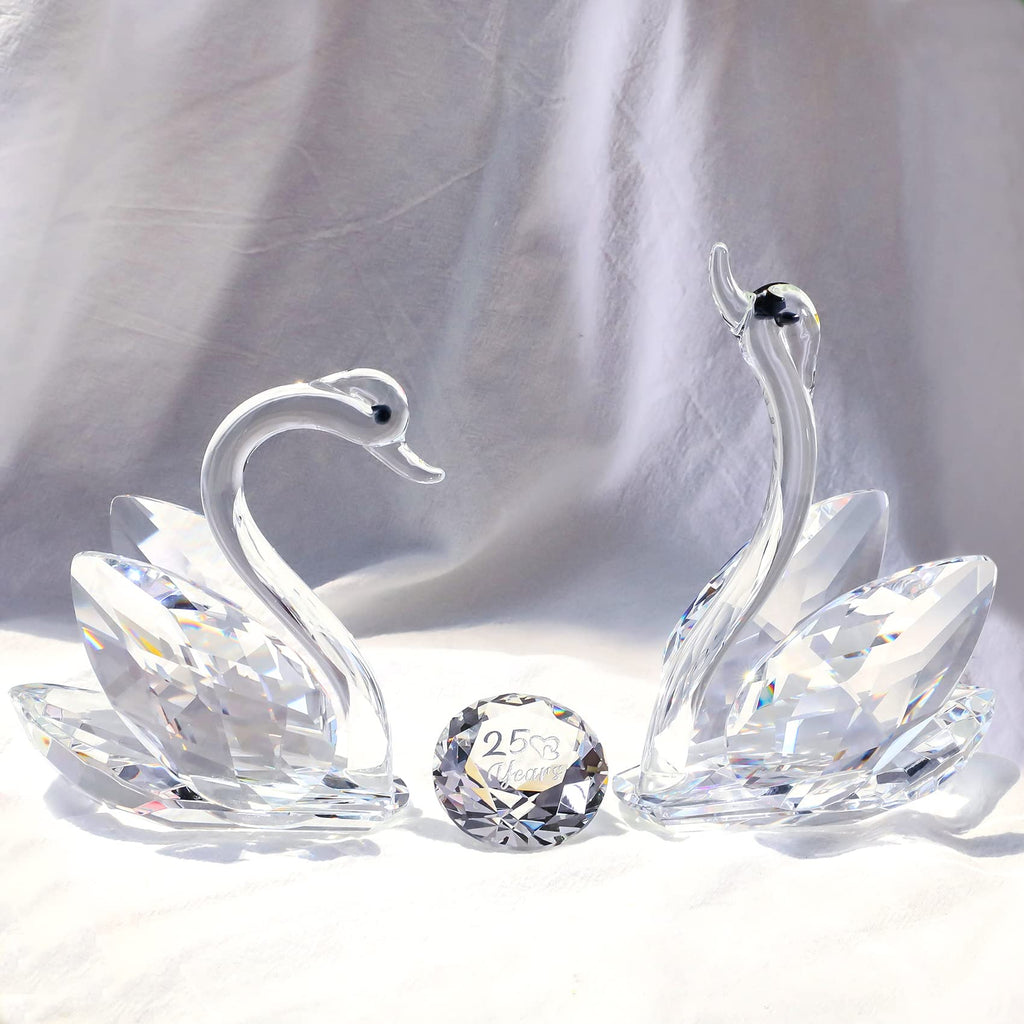 Jolof Store Crystal Swan Figurines – 25th Anniversary Glass Wedding Gift