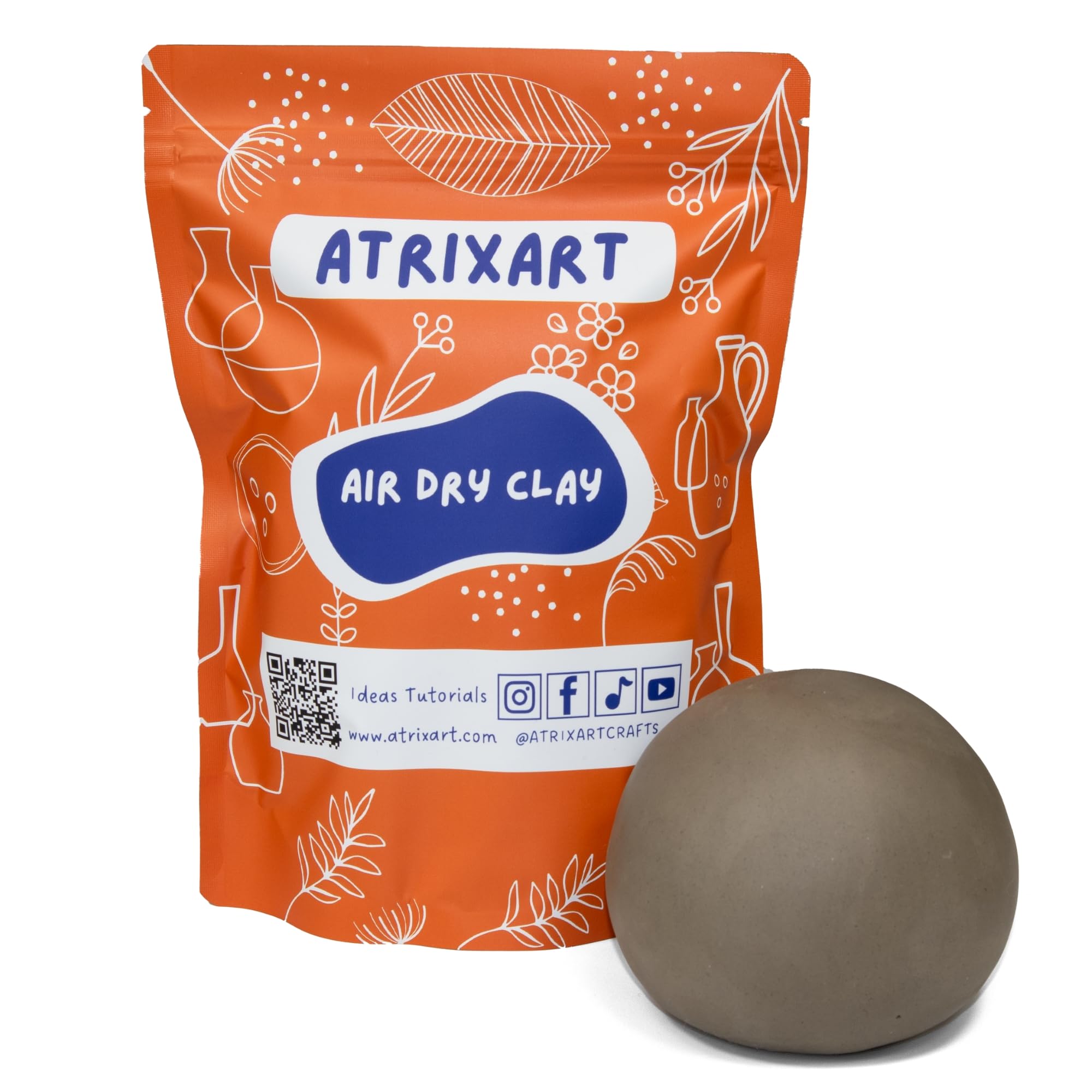 Atrixart Air Dry Clay - 1kg Fibre Reinforced Pottery Sculpting Clay