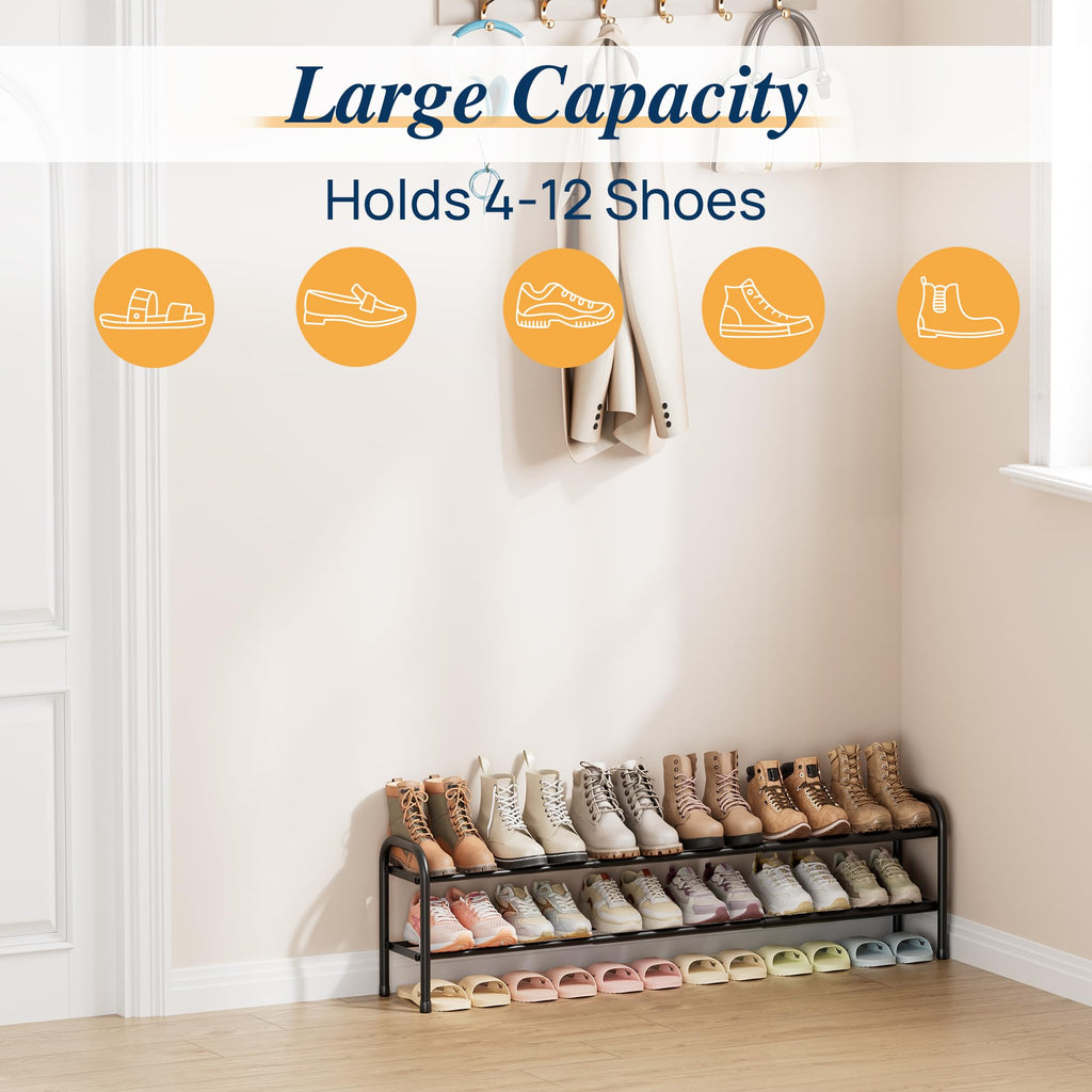 ENJOYBASICS 2 Levels Expandable Shoe Rack, Adjustable Metal Shoe Storage - image 5