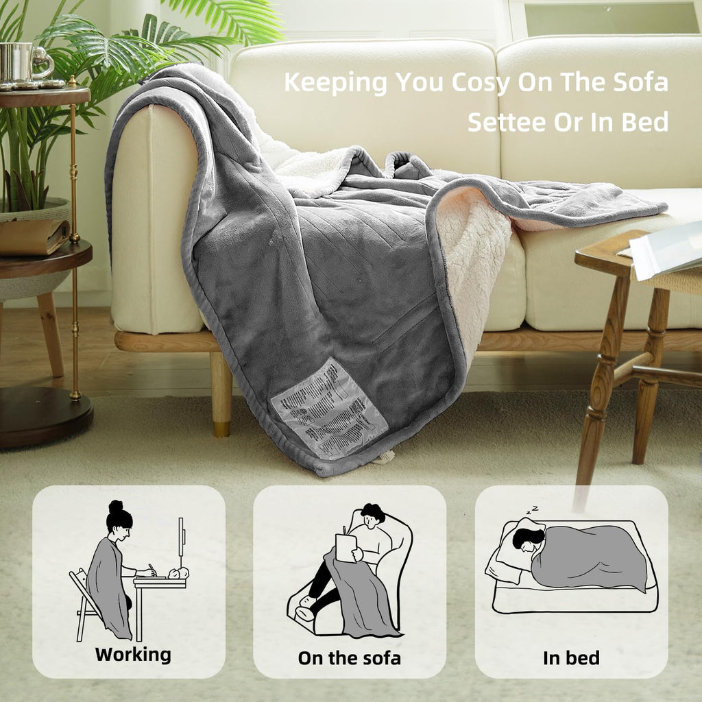 GOTCOZY Heated Blanket Electric Throw – Silky Plush 130x160cm (Green)