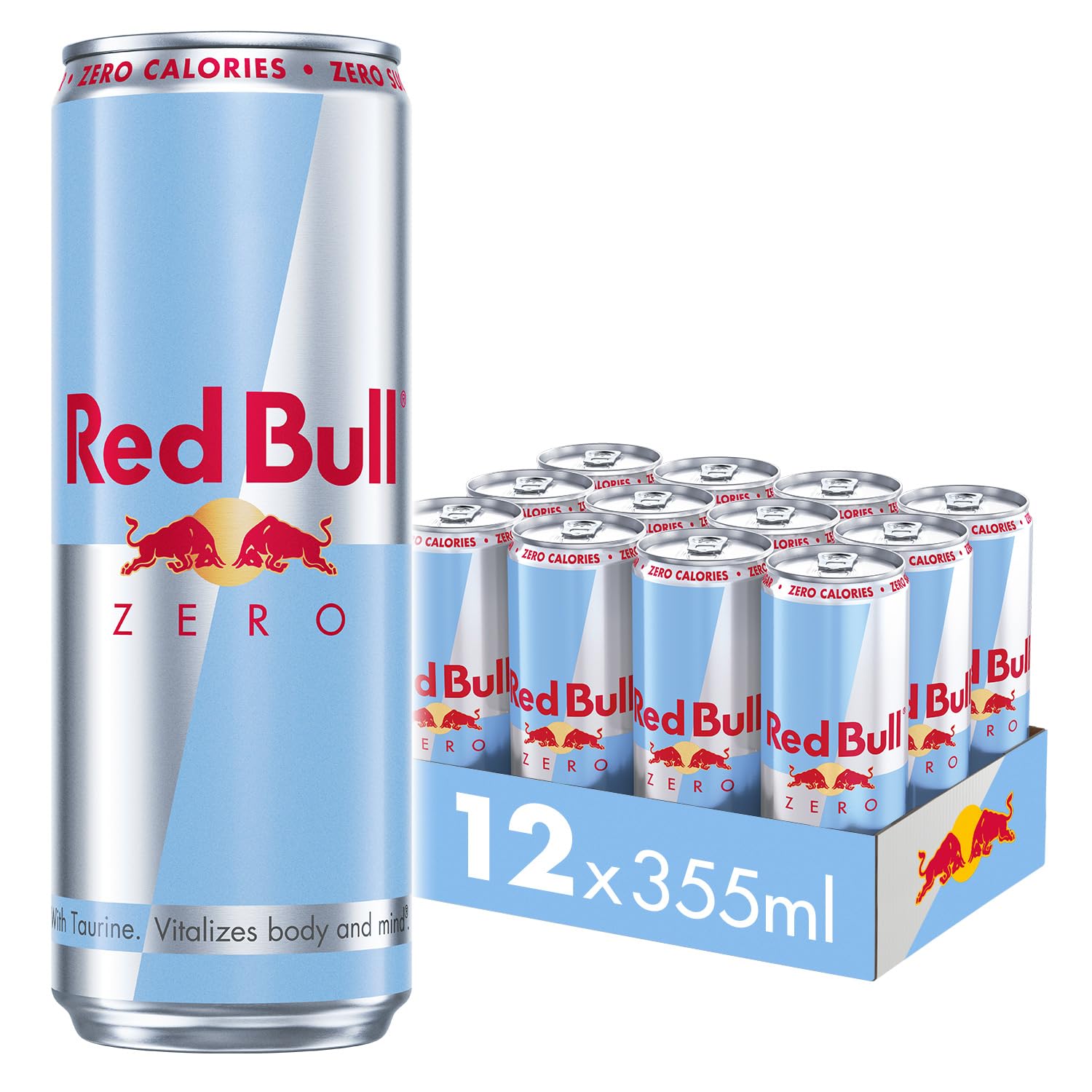 Red Bull Energy Drink Zero Sugar - 355ml Cans, 12 Pack Case