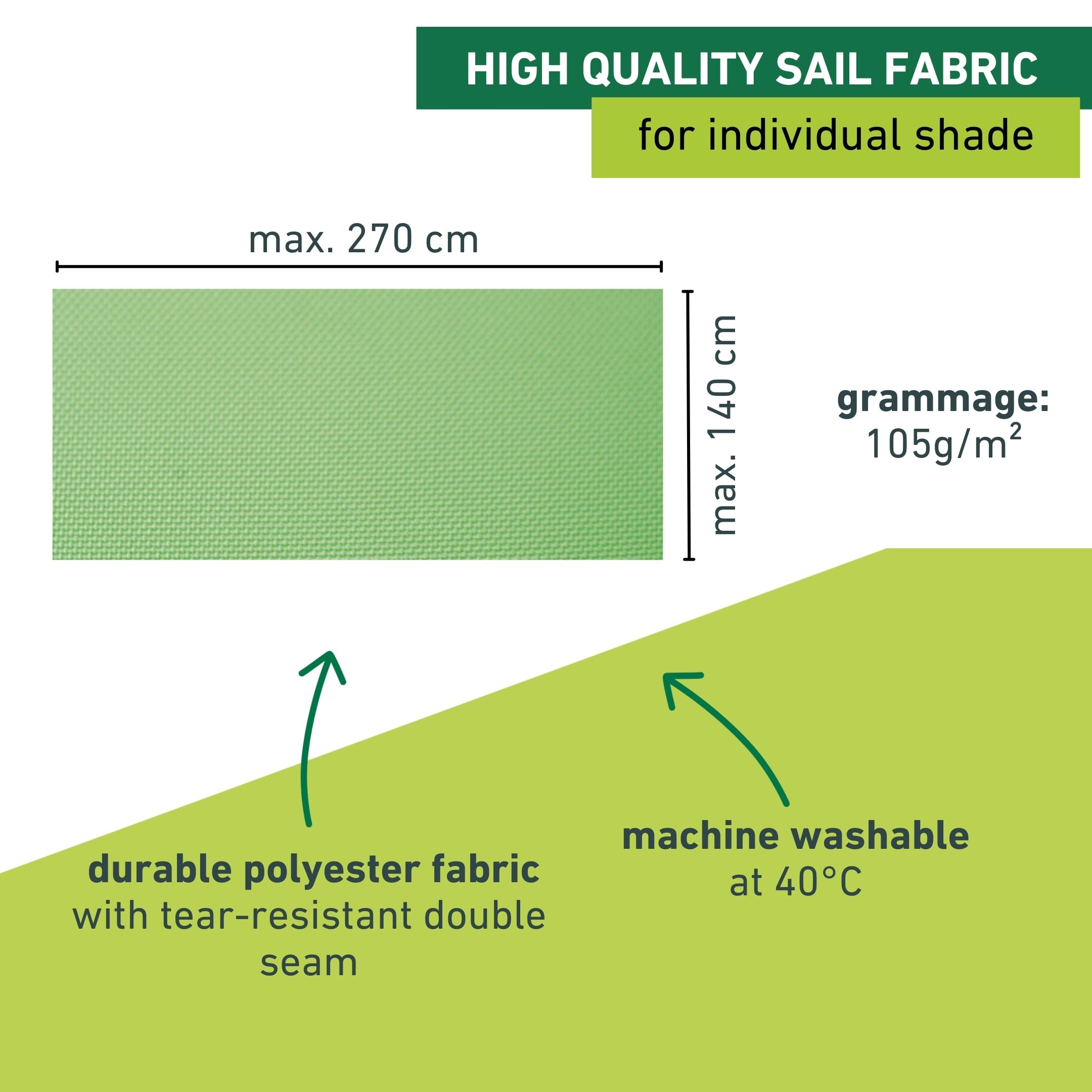 Windhager Rope-Pull Sun Sail Set – 270 x 140 cm Apple Green Awning