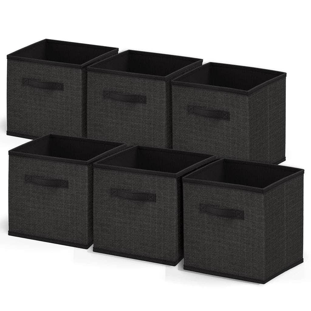 Nestl Cube Storage Bins, Foldable 6 Cube Storage Organizer Bins, Fabric Storage Cubes, Storage Basket with Handles, Black Closet Storage Bins - image 1