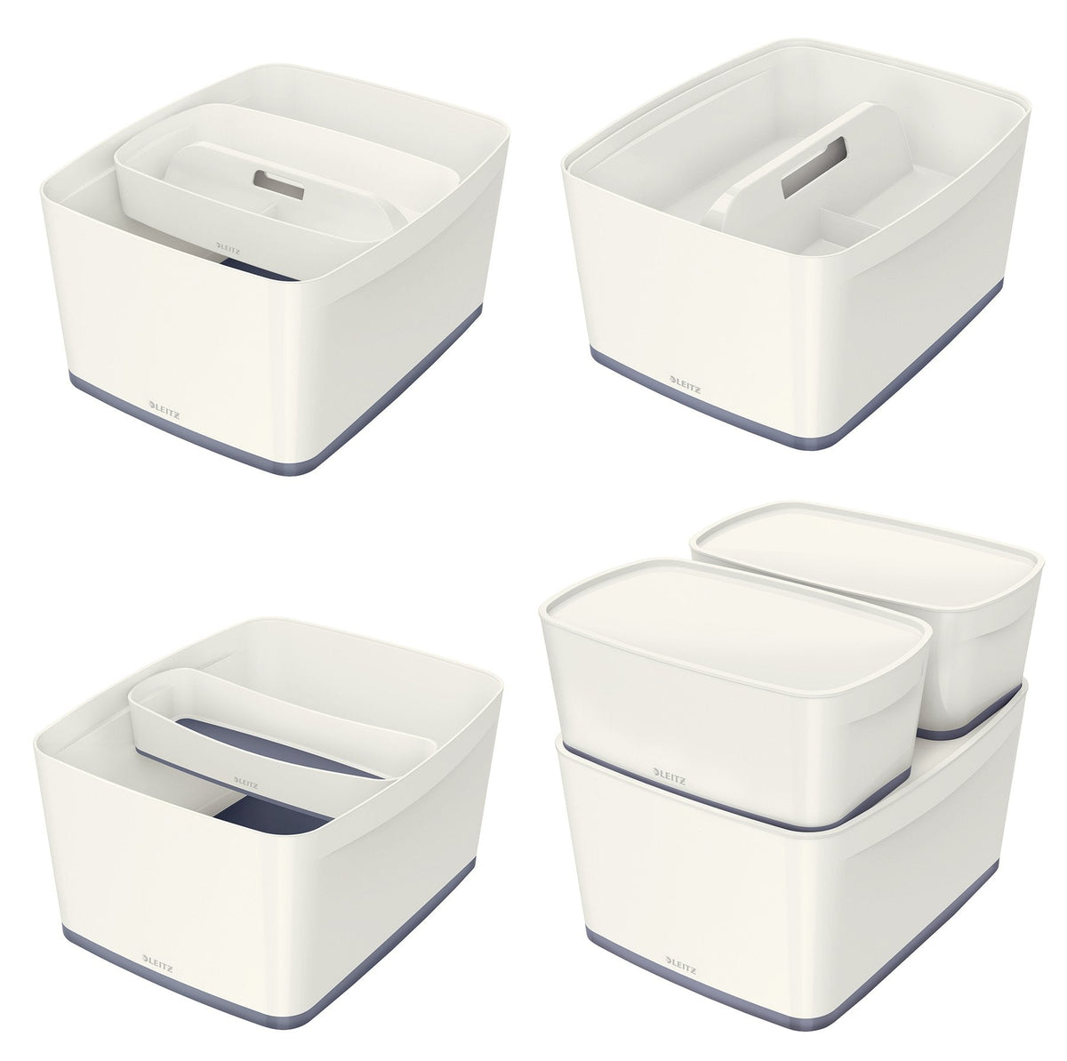 Leitz Large MyBox with Lid, Storage Box for Home and Office, High Gloss Plastic,18 Litre, A4, White/Grey - image 4