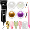 BISHENGYF 3D Nail Art Gel Set – 30g Molding Gel with 4 Chrome Powders