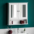 Bath Vida Priano White Mirrored Wall Mounted Double Door Bathroom Cabinet