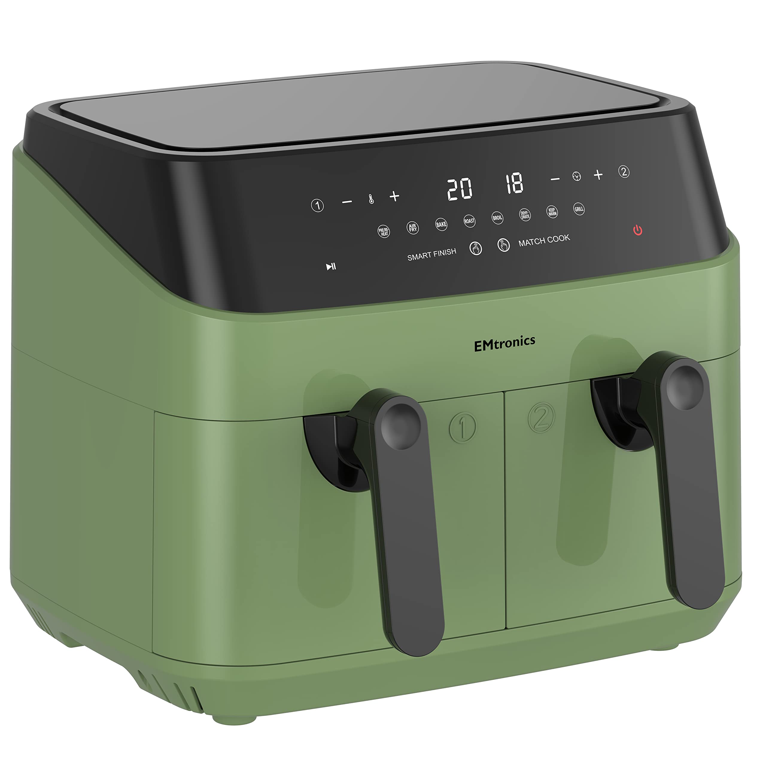 EMtronics 9L Dual Digital Air Fryer – 1750W Double Basket Healthy Cooker