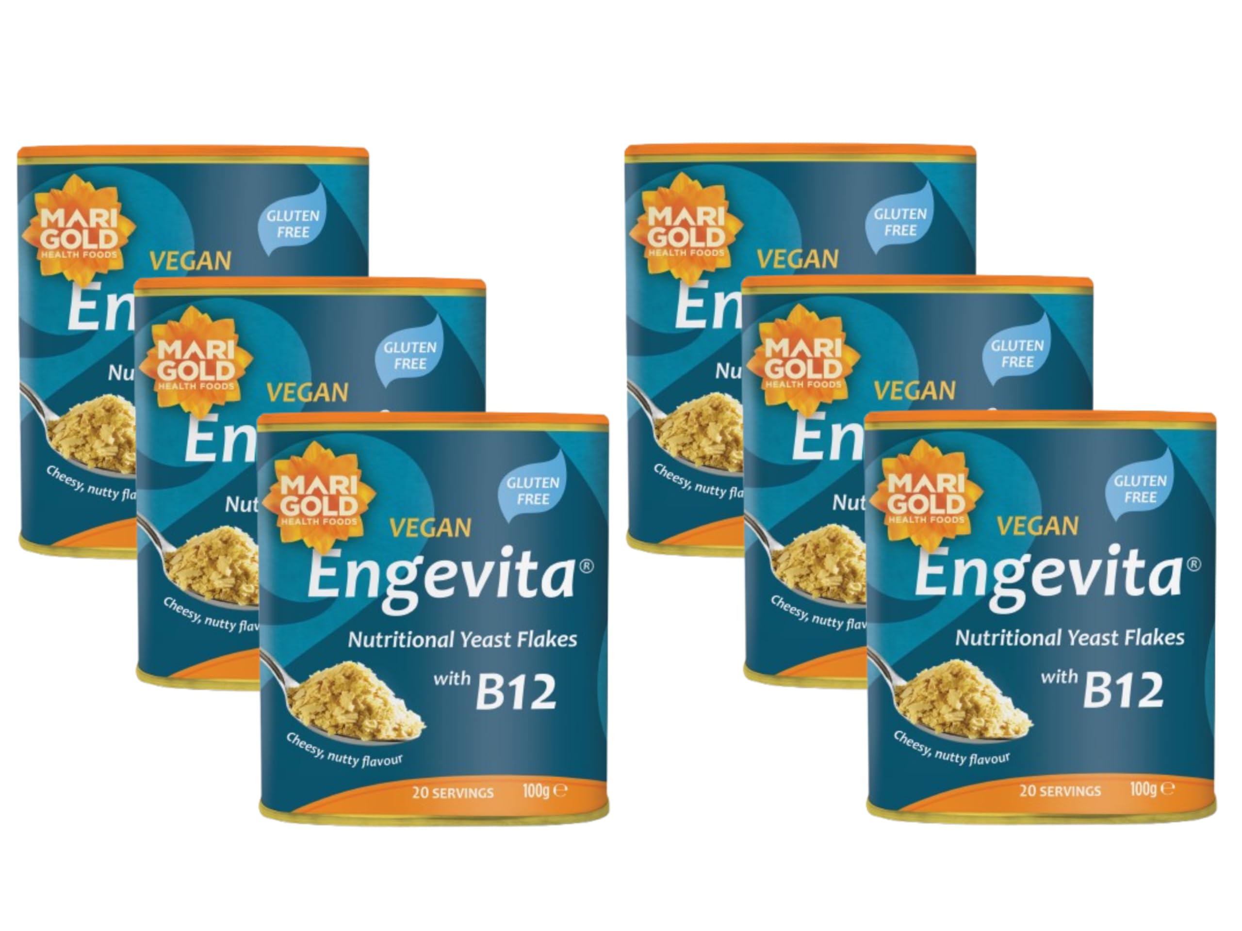 Marigold Engevita Nutritional Yeast Flakes with Vitamin B12 - 6 Pack