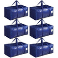 Dntorx 6 Pack Moving Bags with L Zip, 90L Heavy Duty Storage Totes, Blue