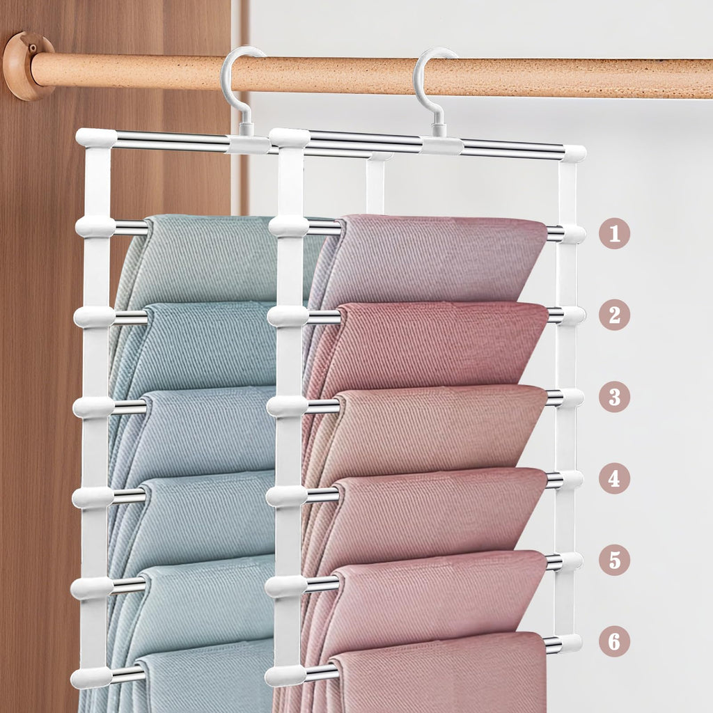 Yilnlg 2 Pack Trouser Hangers, 360°Rotatable Space Saving Metal Hanger - image 1