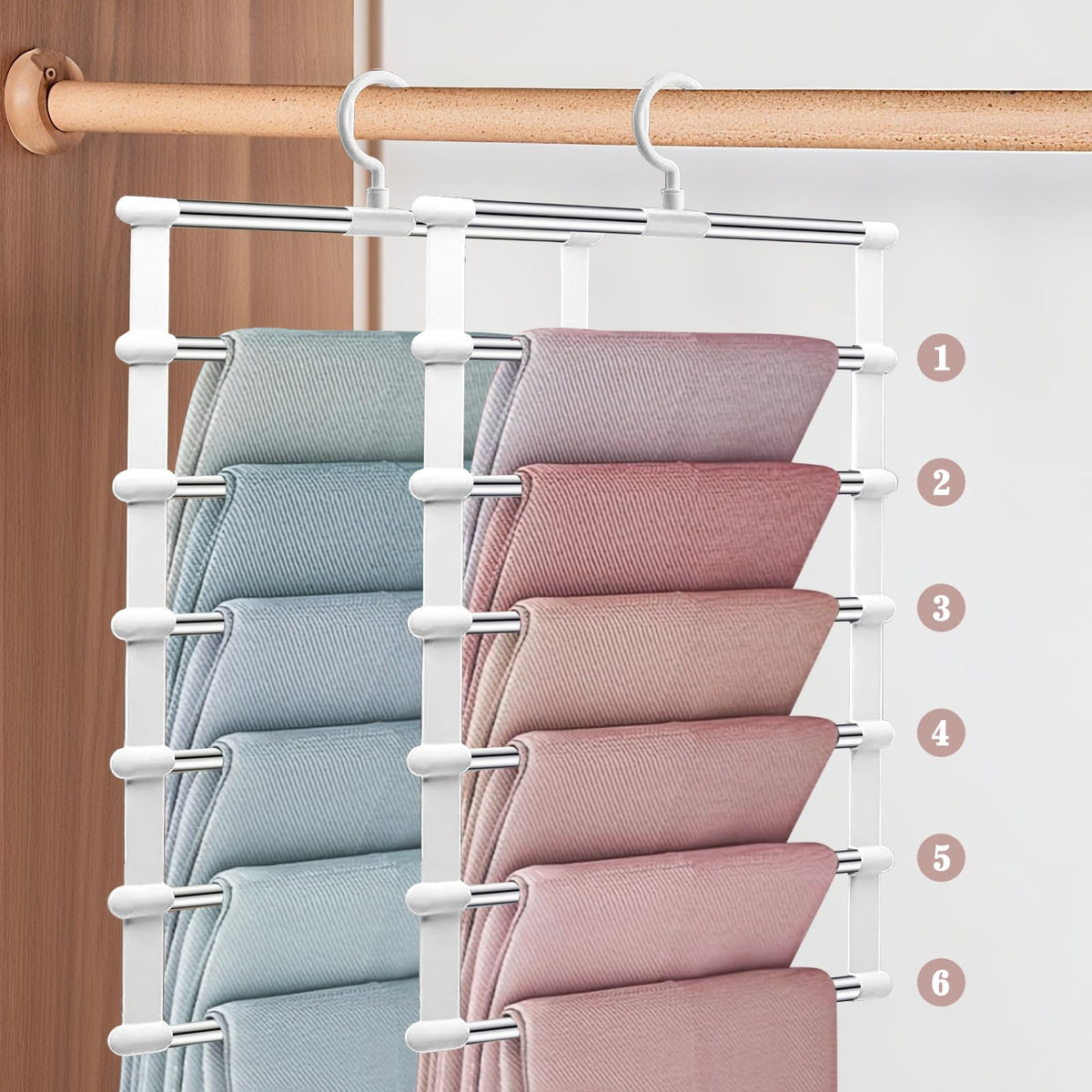 Yilnlg 2 Pack Trouser Hangers, 360°Rotatable Space Saving Metal Hanger - image 1