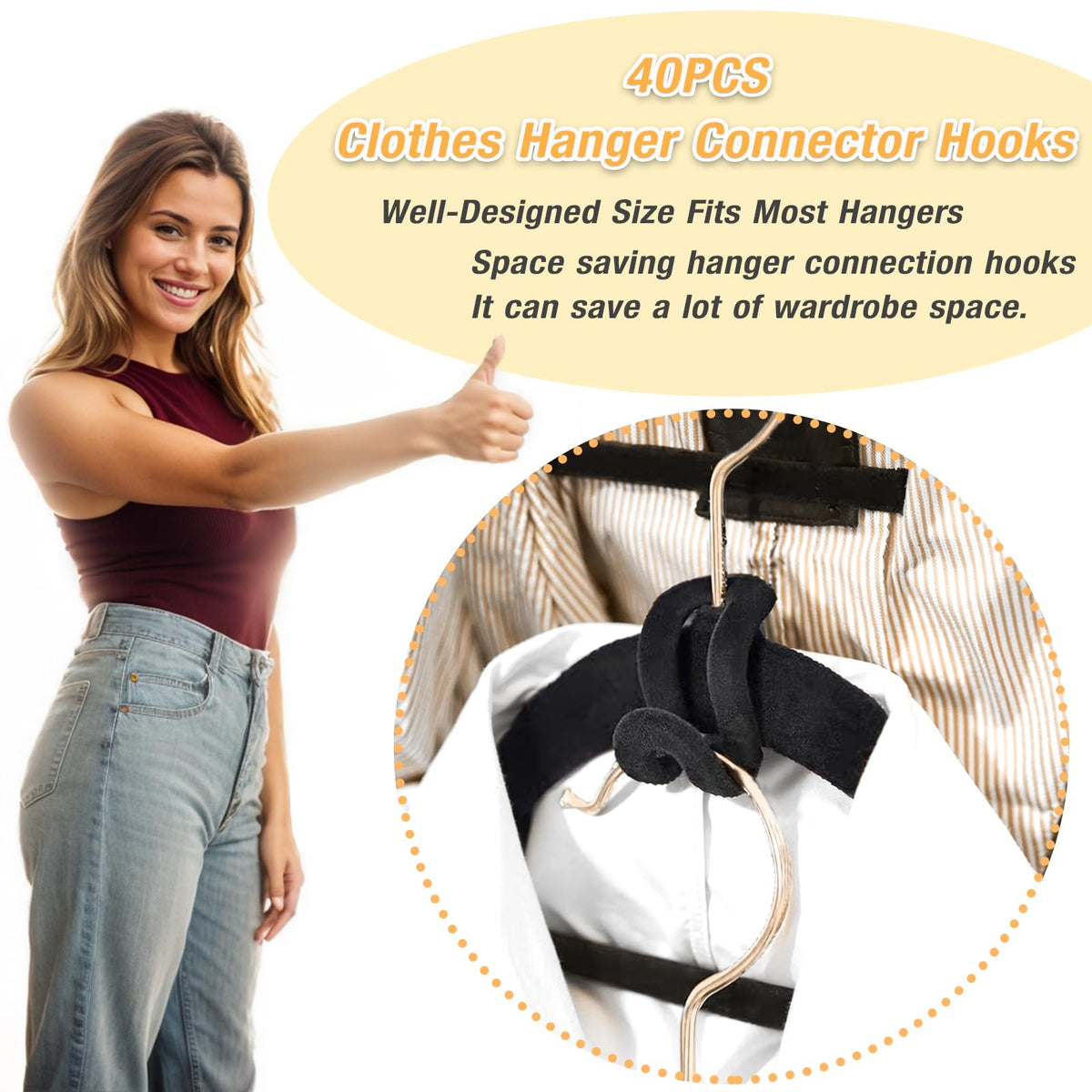 JIANGLAI Velvet Clothes Hanger Connector Hooks, Heavy Duty Hooks Space Saver, Extender Clips Space Saving - image 4