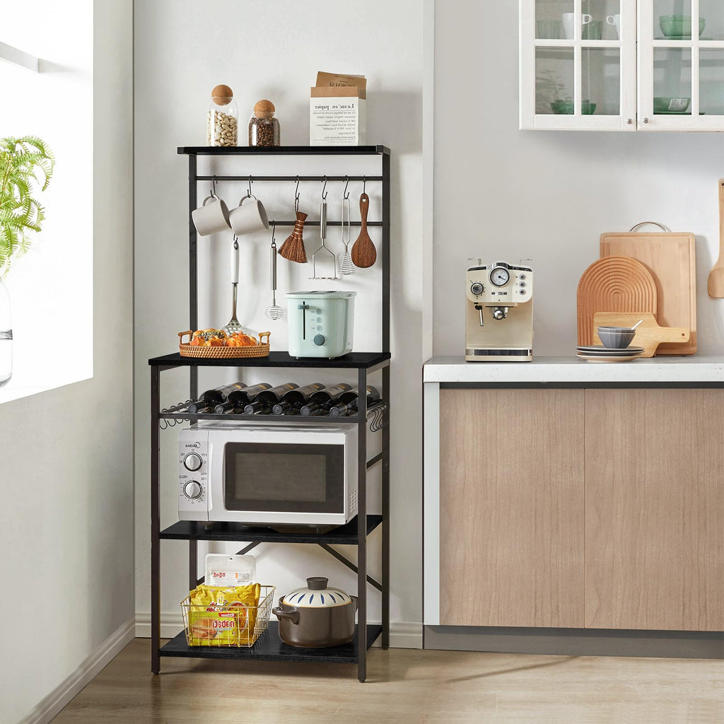 YMYNY Industrial Kitchen Baker's Rack – 4-Tier Microwave Stand & Coffee Bar