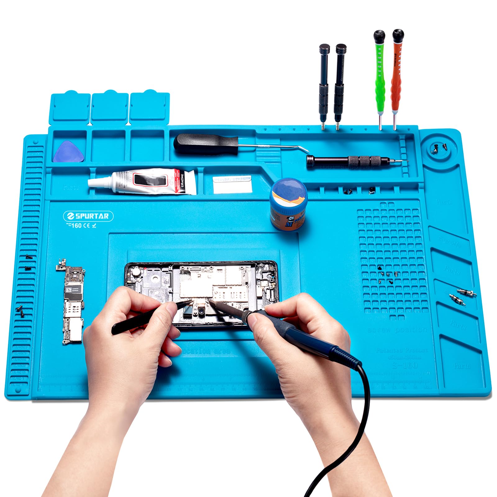 Spurtar Magnetic Soldering Mat – Heat-Resistant Silicone Repair Pad