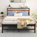 ARFARLY Metal Bed Frame 120x200cm | Industrial Platform Bed with Wood