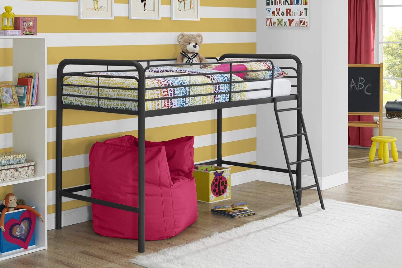 DHP Midsleeper Bunk Bed – Black Metal Single Bed Frame