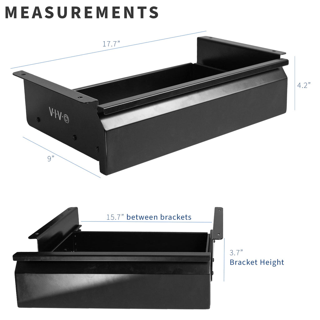 VIVO 40 cm Under Desk Mounted Sliding Pull-out Drawer without Shell for Office Desk, Storage Organizer for Sit Stand Workstation, Black, DESK-AC03A-B - image 3