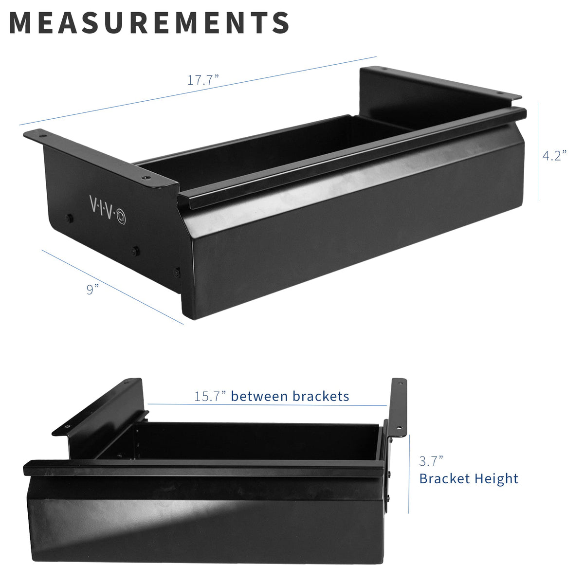 VIVO 40 cm Under Desk Mounted Sliding Pull-out Drawer without Shell for Office Desk, Storage Organizer for Sit Stand Workstation, Black, DESK-AC03A-B - image 3