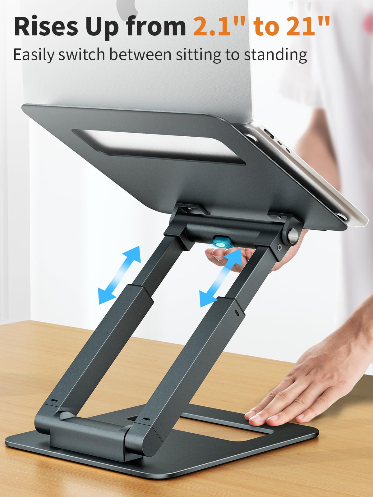 Ergonomic Laptop Stand – Adjustable Aluminum Sit Stand Riser