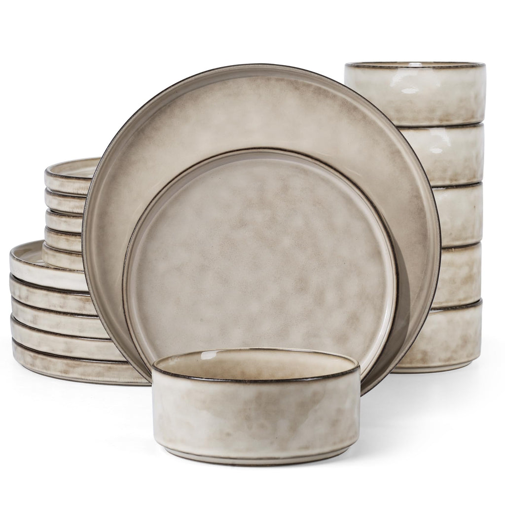 Homikit 18-Piece Stoneware Dinner Set for 6 | Reactive Glaze Dinnerware