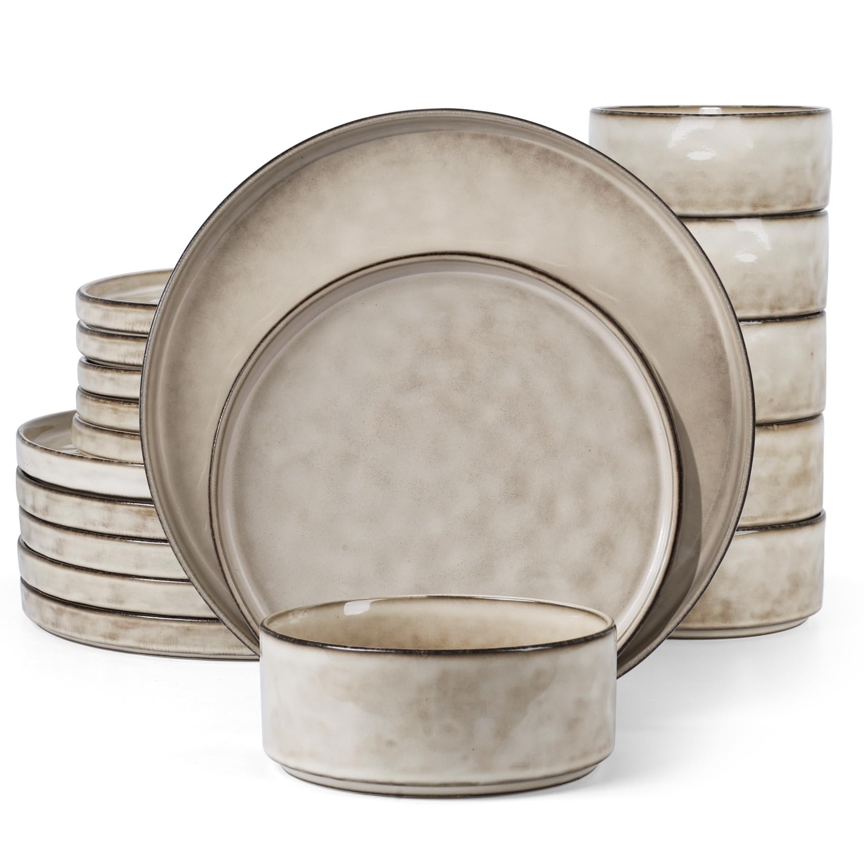 Homikit 18-Piece Stoneware Dinner Set for 6 | Reactive Glaze Dinnerware