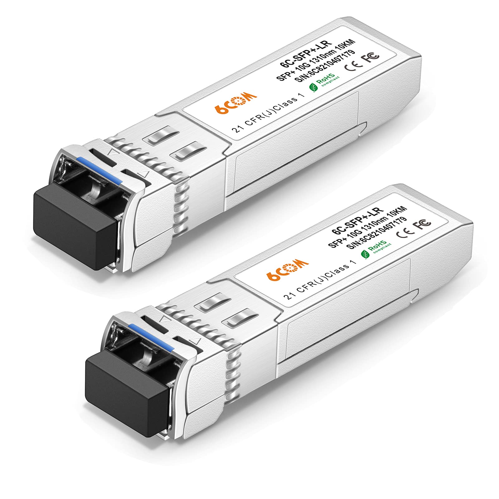 6COMGIGA 10GBase-LR SFP+ Transceiver - 10G LC Single Mode 10km, 2-Pack