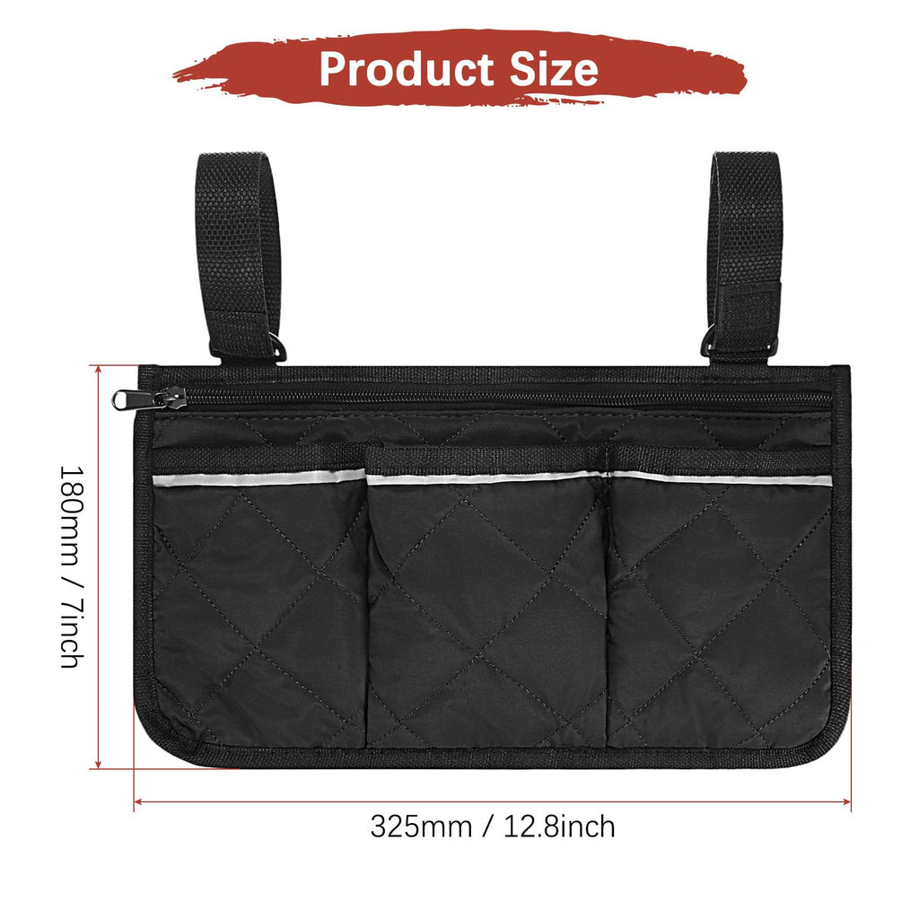 TIXIPEM 1-Pack Beach Chair Armrest Bag 12.8"x7" Polyester, Black