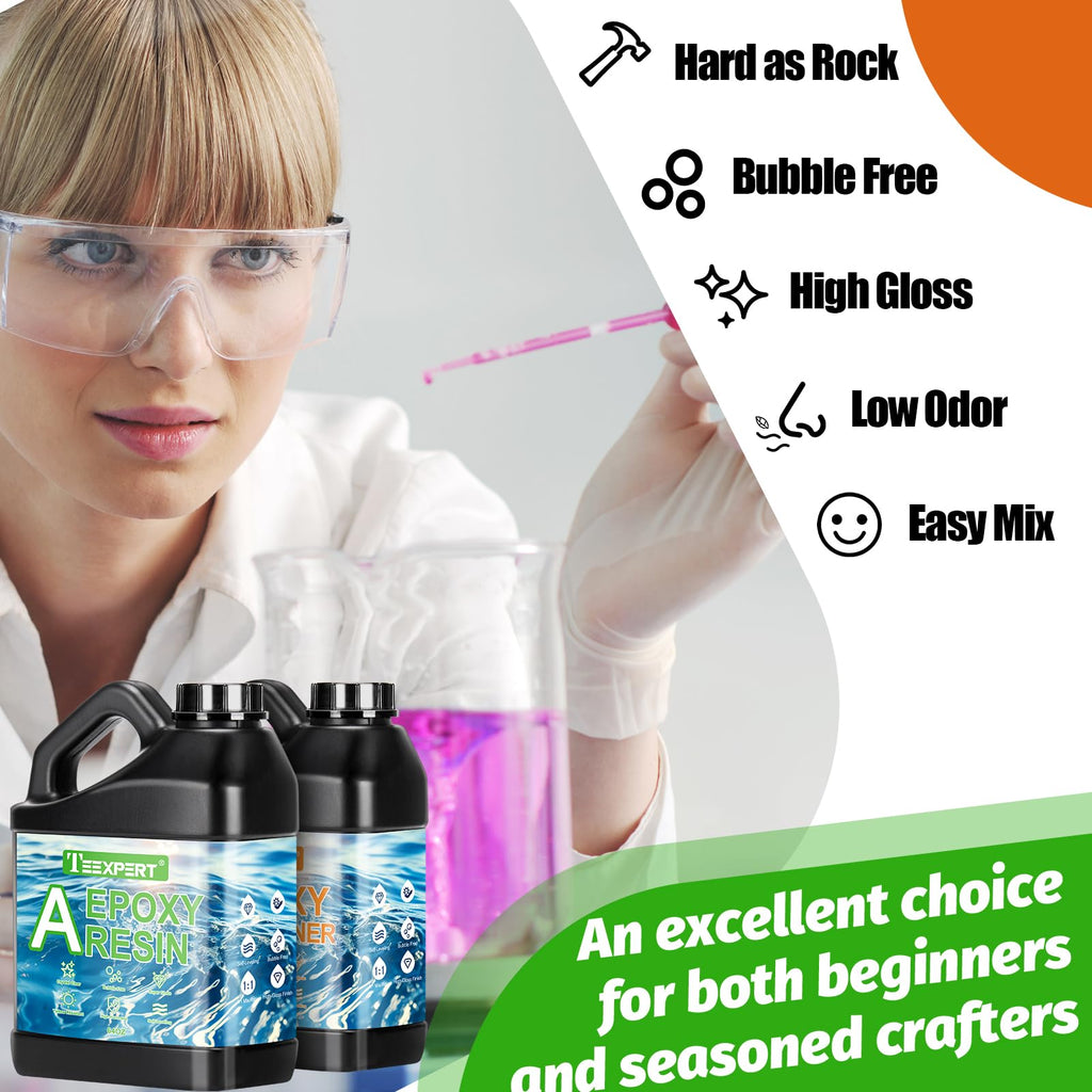 Teexpert 1 Gallon Epoxy Resin Kit | Clear Self-Leveling Casting & Coating