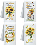 CUTHOLLOW Sunflower & Butterfly Microfiber Kitchen Towels – Set of 4