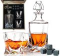 FLOW Barware Twist Whiskey Decanter Set - 2 Glasses & 6 Granite Stones