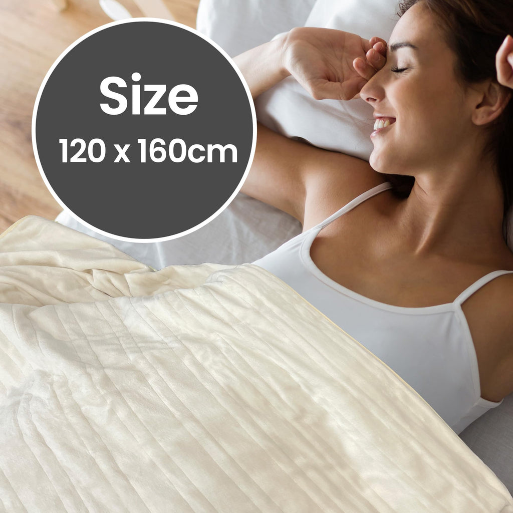 Schallen Soft Fleece Heated Throw Blanket – 10 Heat Settings, Cream