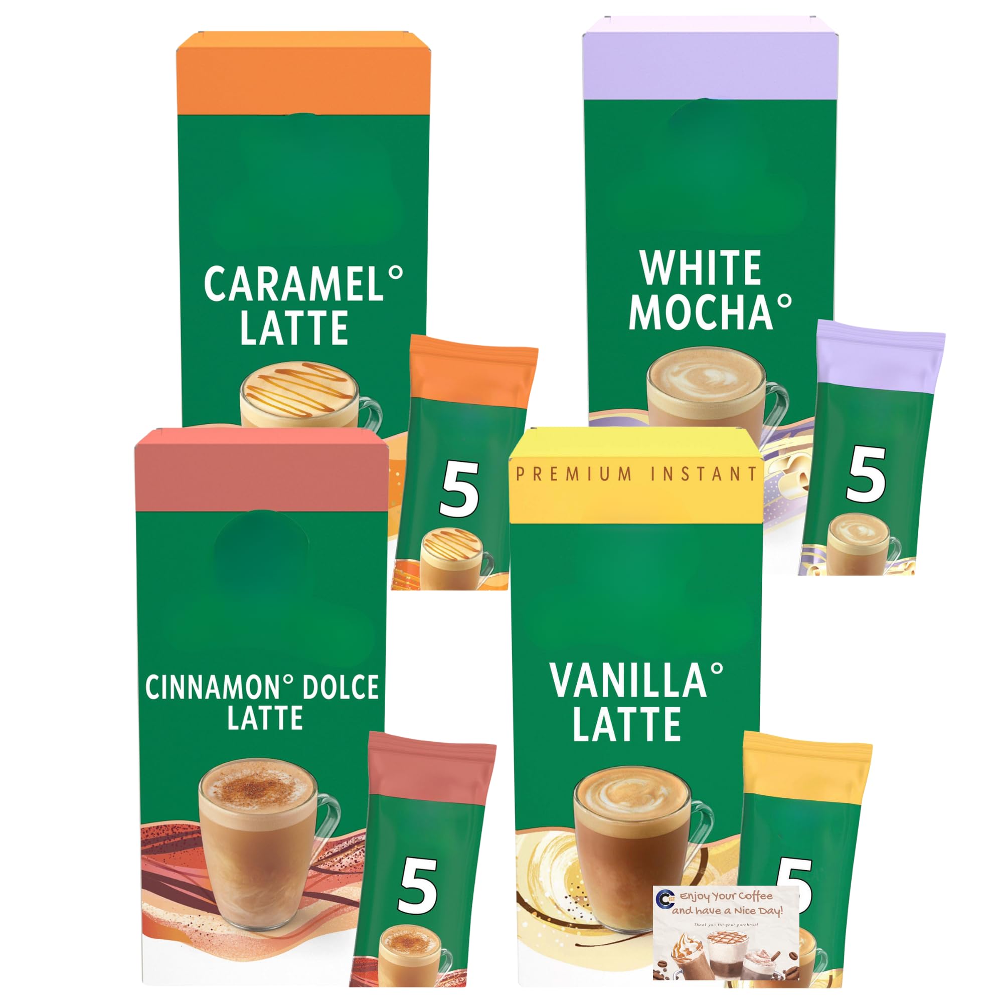 Flavoured Instant Coffee Latte Variety Pack – 20 Sachets