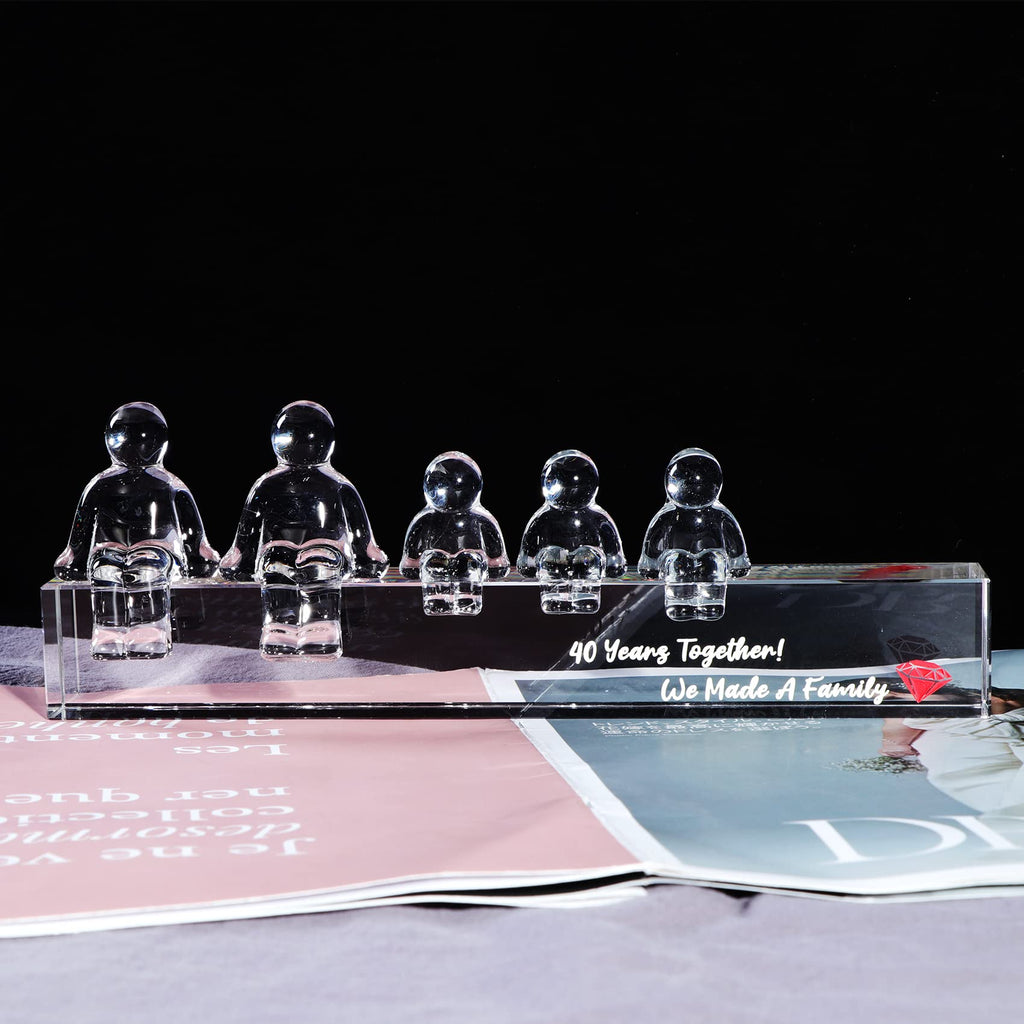 Movdyka 40th Ruby Wedding Anniversary Crystal Family Figurine Gift Set