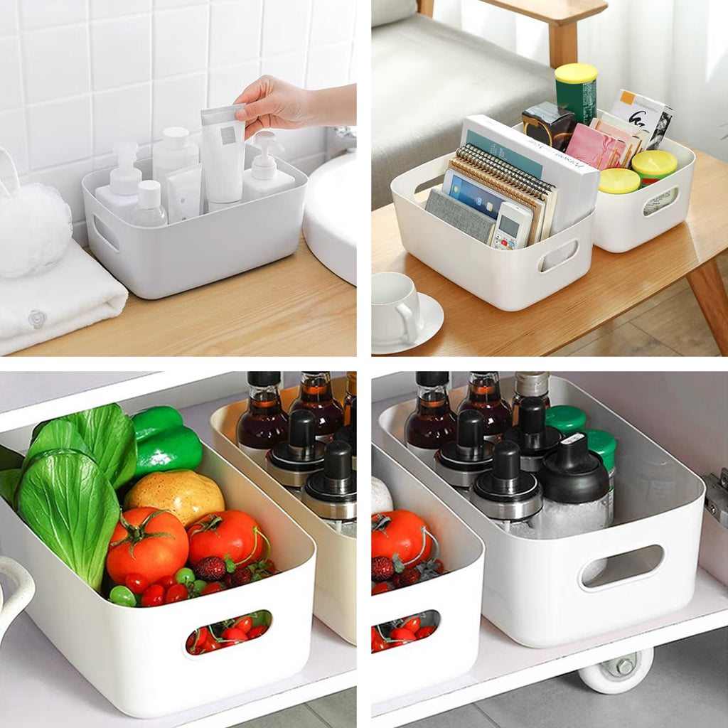 GAOHAN 12 Pcs Plastic Storage Boxes with Handles, 3 Colours Storage Basket - image 4