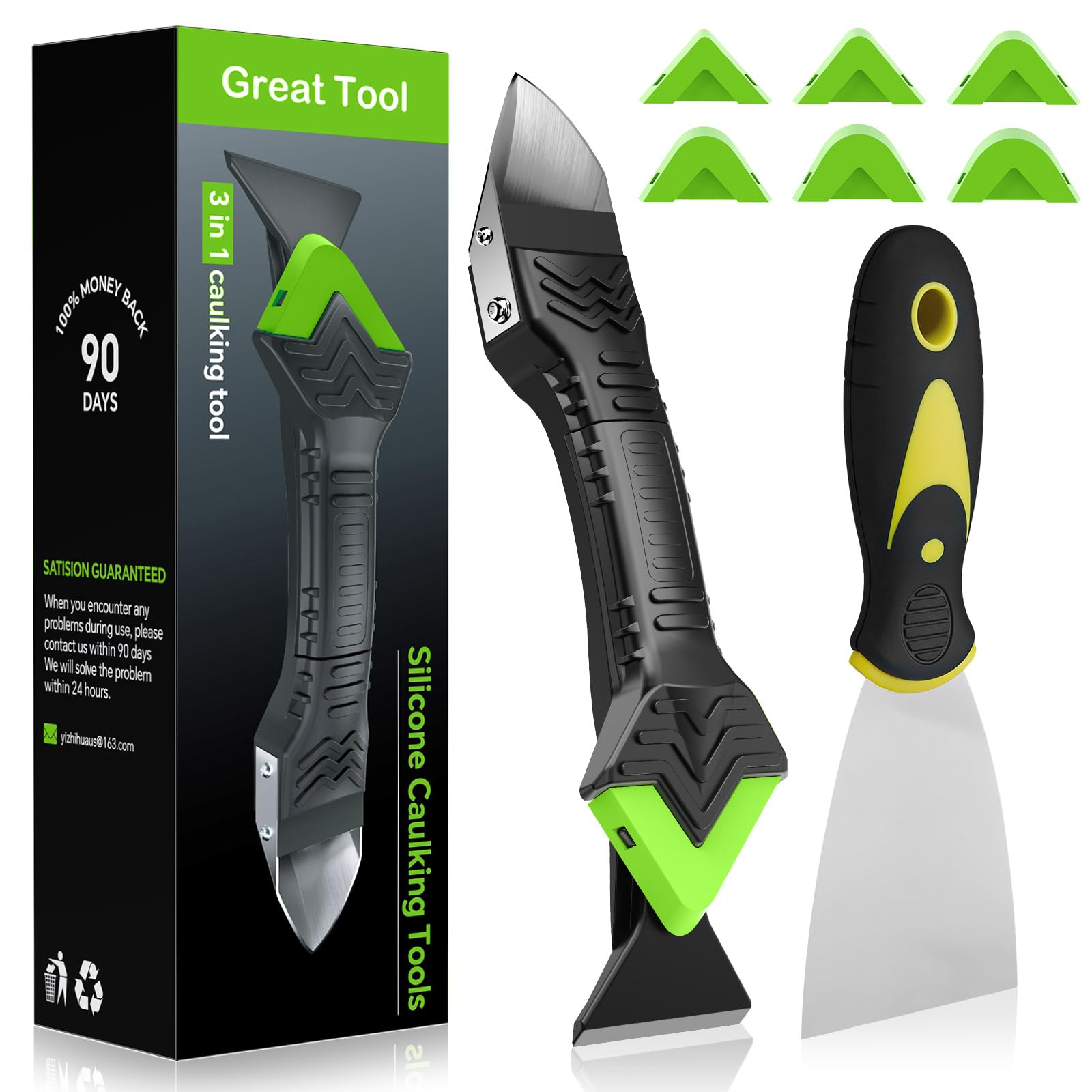 Jolof Store 3-in-1 Caulking Tool Kit – Stainless Steel Sealant Remover