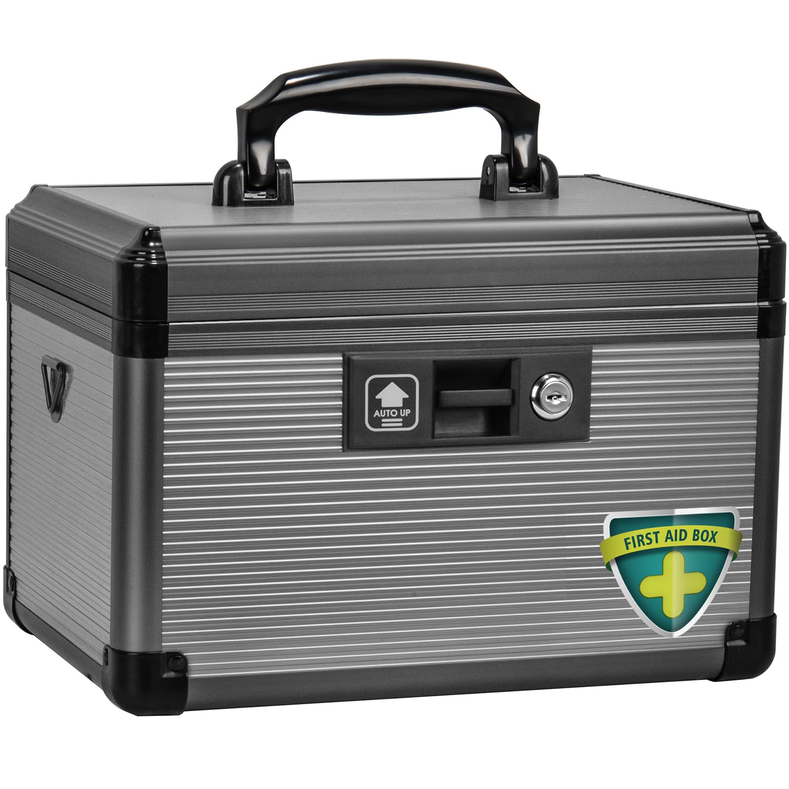 ZORVIDSON Medicine Lock Box with Key | Portable First Aid Storage (Black)