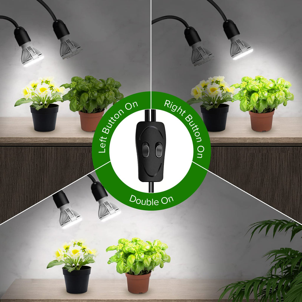 SANSI 300W LED Grow Light | Full Spectrum Double Gooseneck Clip Lamp
