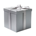 RUSPEPA Gray Collapsible Gift Box with Lid and Ribbon – 23x23x23 cm