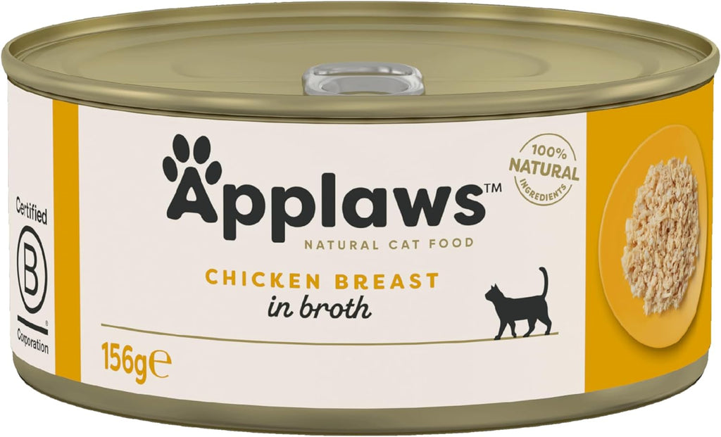 Applaws Natural Wet Cat Food – Chicken Breast in Broth, 156g (24 Pack)