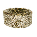 Danish Design Leopard Print Round Cat Bed – Luxury Faux Fur – 50cm