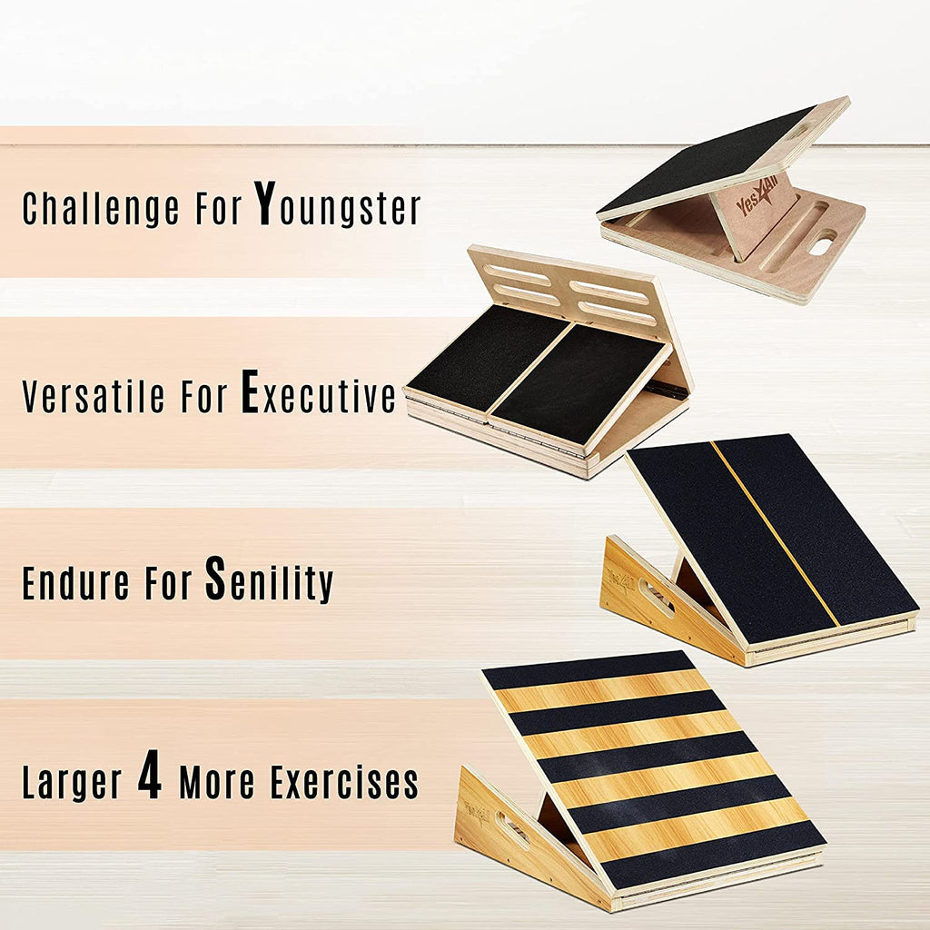 Yes4All Adjustable Wooden Slant Board - 5 Angle Calf Stretcher Incline