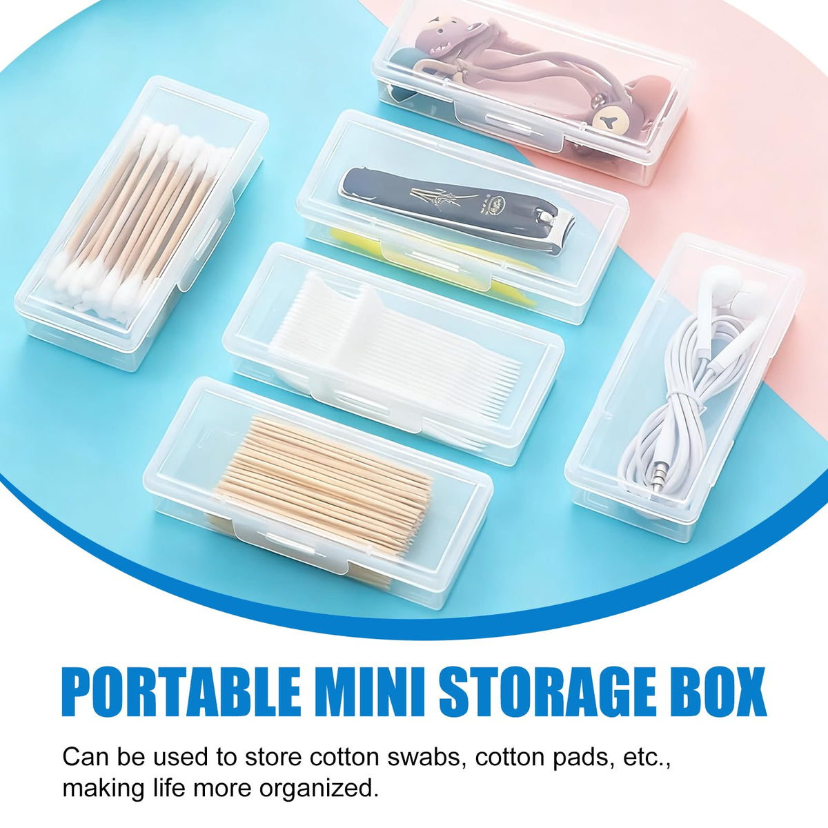 4PCS Transparent Cotton Swab Holder for Travel, Portable Refillable Plastic Storage Box with Lid - Dustproof Dispenser for Cotton Buds, Toothpicks - image 4