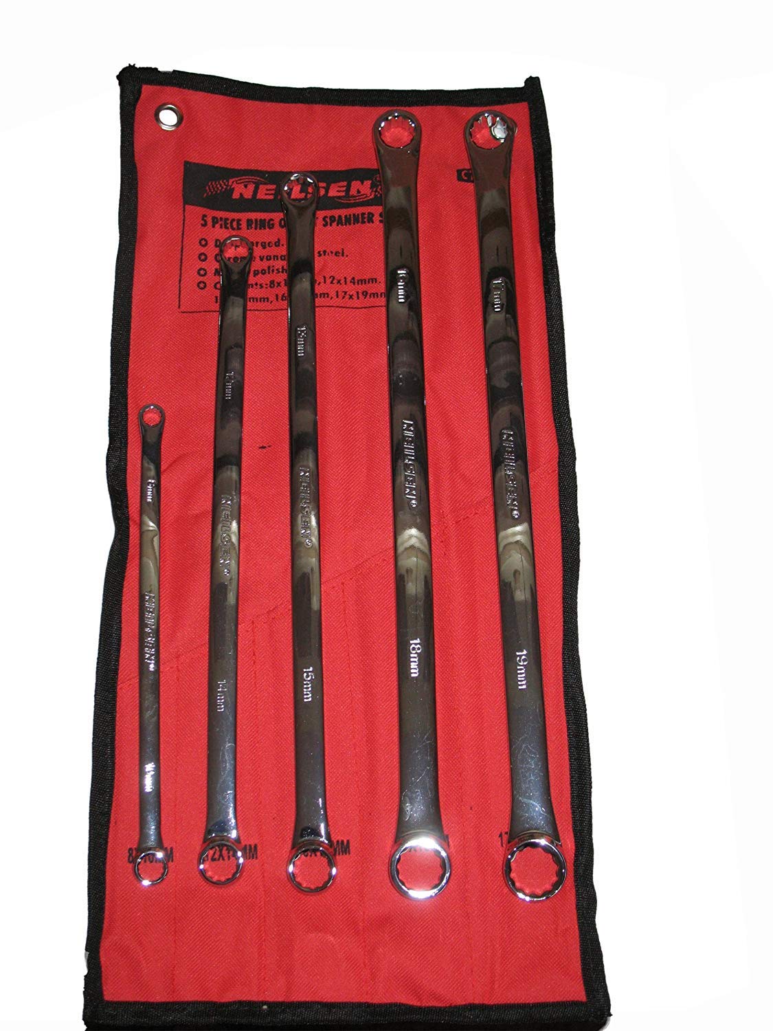 Neilsen 5pc Extra Long Metric Ring Spanner Set | Fully Polished Steel