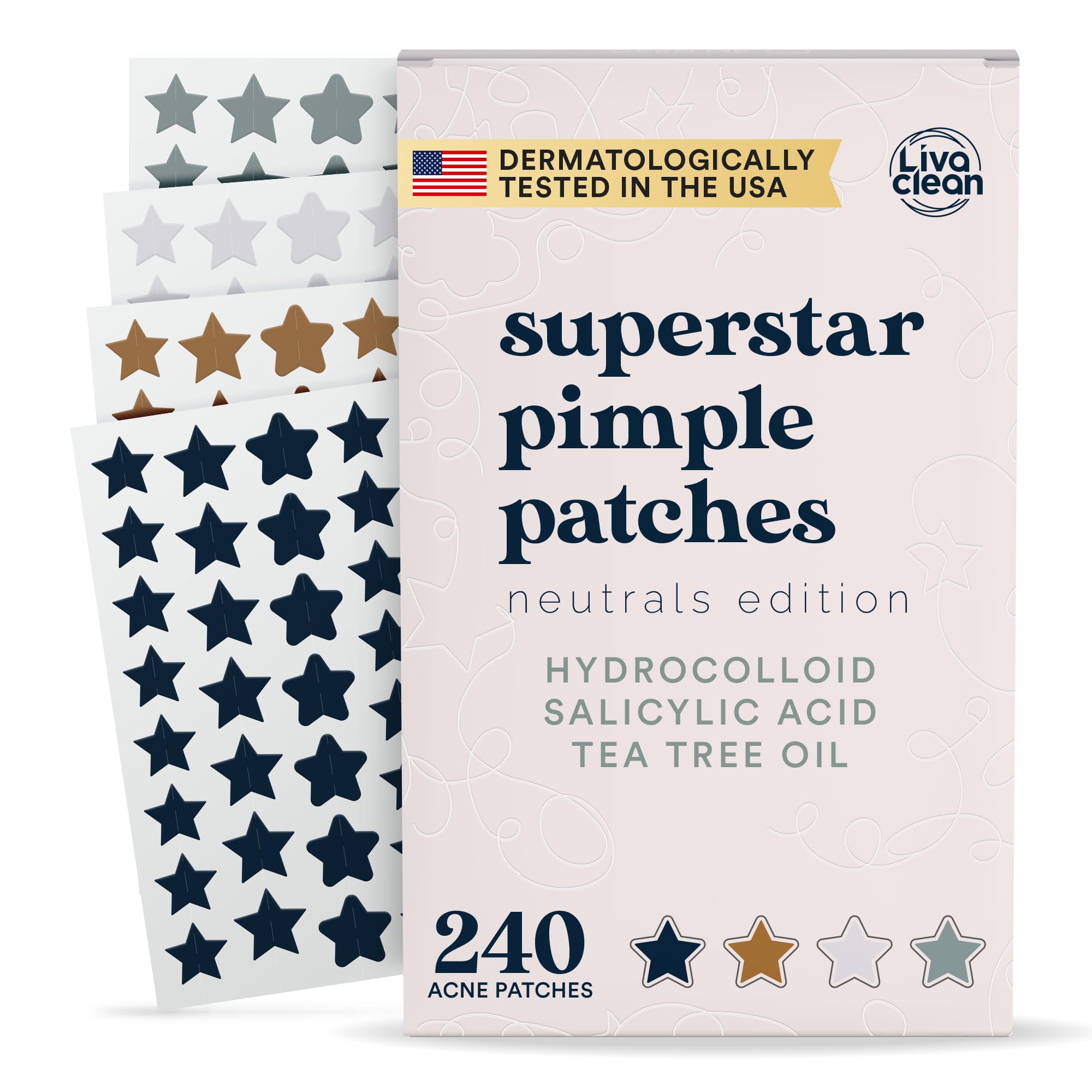 LivaClean 240 CT Star Pimple Patches - Hydrocolloid Acne Stickers